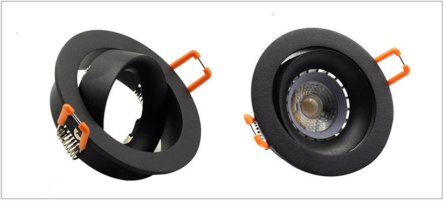 LEDIARY Black LED Downlight Fitting 90-265V Recessed Ceiling Spot Lamp Frame GU5.3 GU10 E27 Bulb Changeable 75MM 90MM Cut Hole