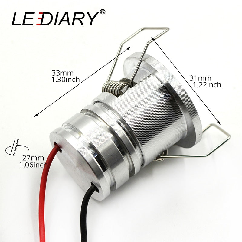 LEDIARY IP44 Waterproof Mini Spot LED Silvery 110V-220V 3W Ceiling Recessed Downlight 27mm Cut Hole Outdoor Proof Balcony Use