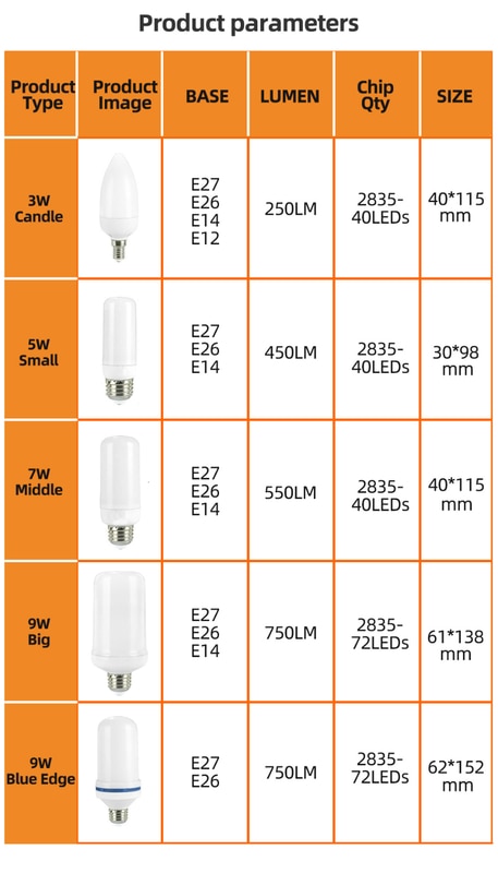 LED E27 Flame Bulb Fire E14 lamp Corn Bulb Flickering LED Light Dynamic Flame Effect  3W 5W 7W 9W 110V-220v for Home Lighting