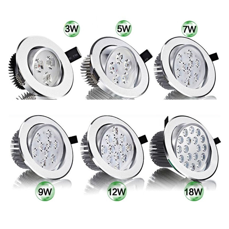 Super Bright 3W 5W 7W 9W 12W 15W LED Ceiling Downlight led Downlight Recessed Spot Light for Home Lighting AC85-265V