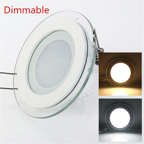 Dimmable LED Panel Light Round/Square Glass Panel Downlight 6W 12W 18W Ceiling Recessed Lights Spot Light Indoor Lamps AC85-265V