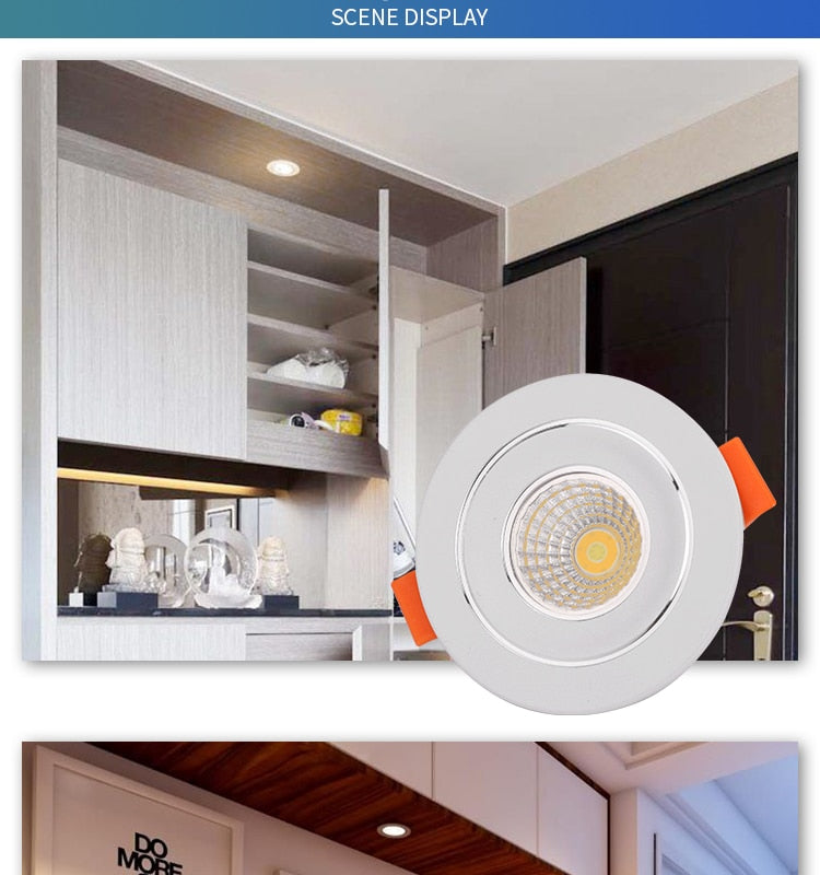 Changeable Led Downlight Mini 5w COB Ceiling Recessed Light 12v 3 Color Change Warm Nature Cool White Energy Saving Spot light