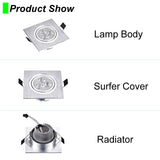 LED Square Down Lights 3W 5W 7W Recessed Dimmable Downlights 110V 220V Spot Indoor Ceiling Home Lighting