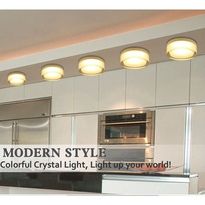 Round Warm White/White LED Crystal Downlight 1W 3W 5W 7W LED Ceiling Recessed Surface Mounted Spot Light for Home Decoration