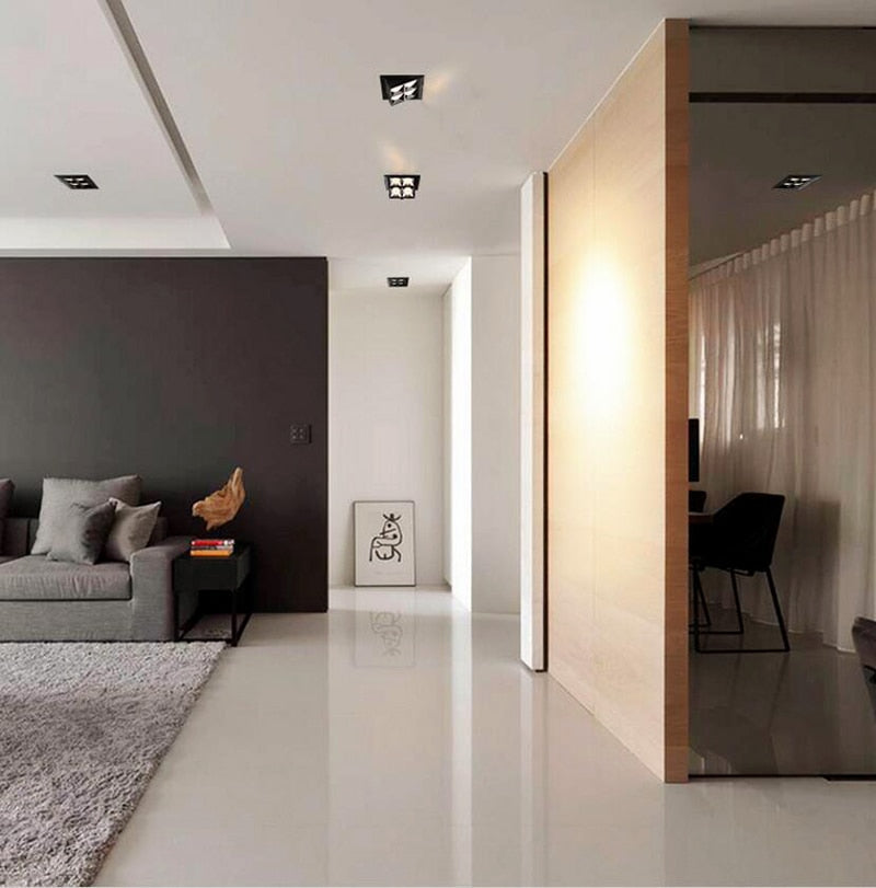 Square Folding Recessed Dimmable COB LED Downlights 12W LED Ceiling Spot Lights Warm Cold White Background Lamps Indoor Lighting