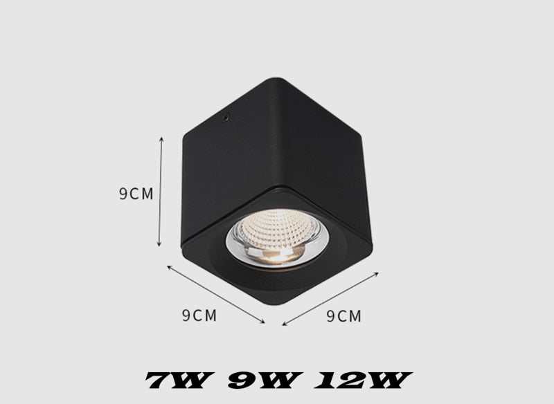 Square Dimmable COB LED Downlights 7W 9W 12W LED Ceiling Spot lights AC85~265V LED Ceiling Lamps Warm/Cold White Indoor Lighting