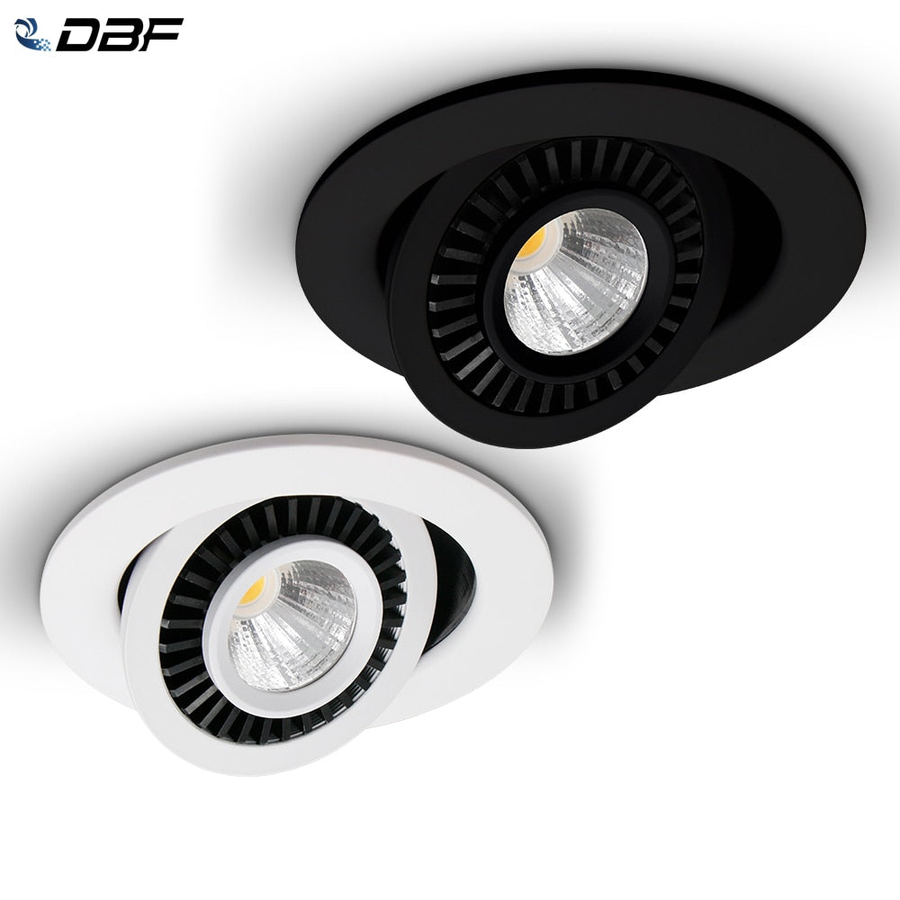 DBF Rotatable Angle LED Recessed Downlight 5W 7W 10W 15W 18W LED Ceiling Spot Light 3000K/4000K/6000K Black/White Housing Light