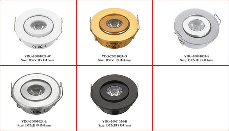 Factory Dimmable LED Mini Spot Recessed Ceiling Downlight 3W White Black Silver Gold Cabinet Lamp Include Driver