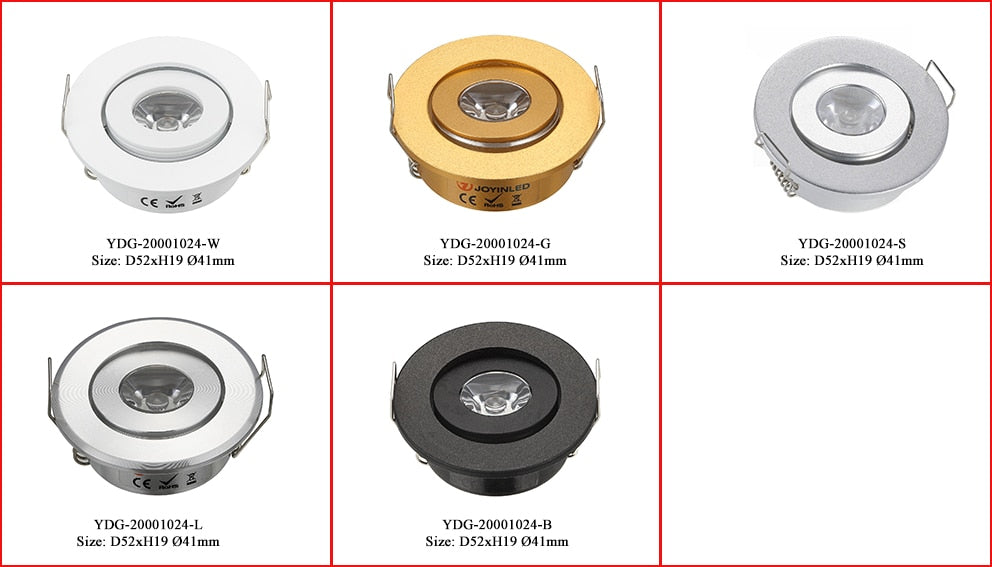 Factory Dimmable LED Mini Spot Recessed Ceiling Downlight 3W White Black Silver Gold Cabinet Lamp Include Driver
