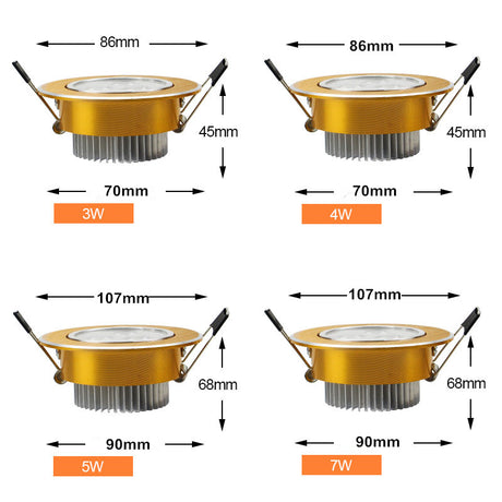  3W 5W 7W 9W 12W 15W LED Downlight Warm White/Cold White Recessed LED Ceiling Spot Light+AC85-265V Driver for Kitchen Foyer