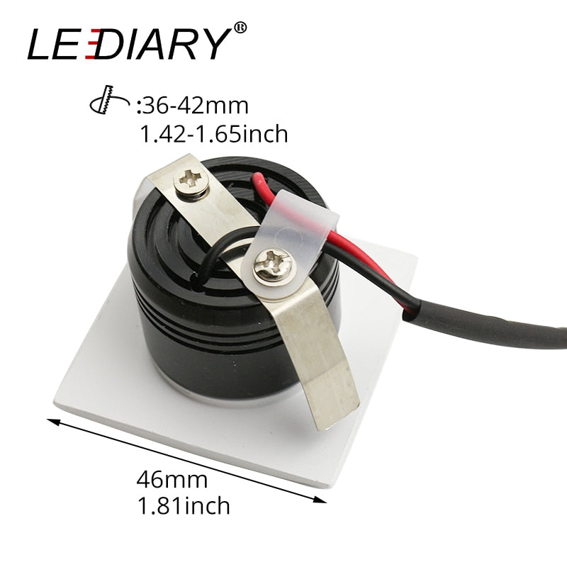 LEDIARY LED Mini COB Downlights Aluminum 100-240V 3W 270lm Cabinet Lamp Recessed Ceiling Spot Lamp Round Square 38mm Cut Hole