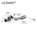 LEDIARY LED Mini Cabinet Downlights 12V Silvery White Black 1.5W 27mm Cut Hole Recessed Mounted Ceiling Spot Lamp For Study Room