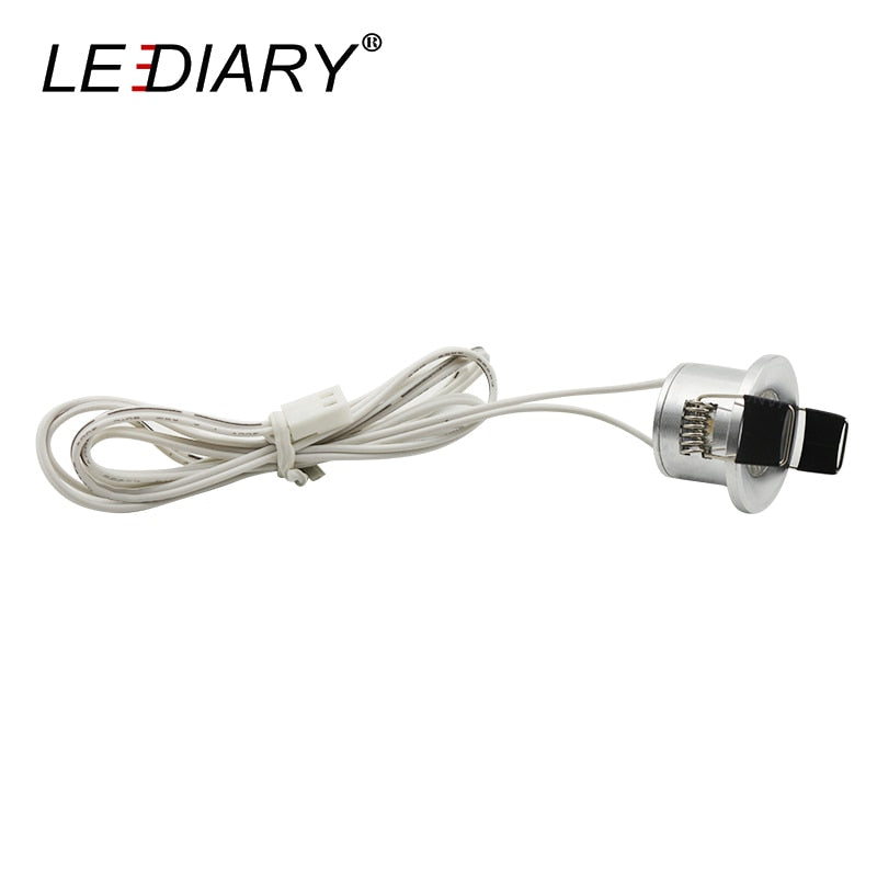 LEDIARY LED Mini Cabinet Downlights 12V Silvery White Black 1.5W 27mm Cut Hole Recessed Mounted Ceiling Spot Lamp For Study Room