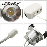 LEDIARY LED Mini Cabinet Downlights 12V Silvery White Black 1.5W 27mm Cut Hole Recessed Mounted Ceiling Spot Lamp For Study Room