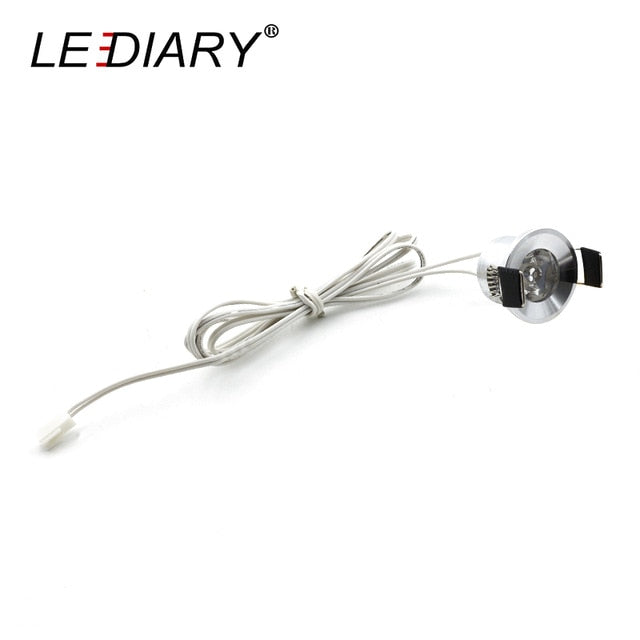 LEDIARY LED Mini Cabinet Downlights 12V Silvery White Black 1.5W 27mm Cut Hole Recessed Mounted Ceiling Spot Lamp For Study Room