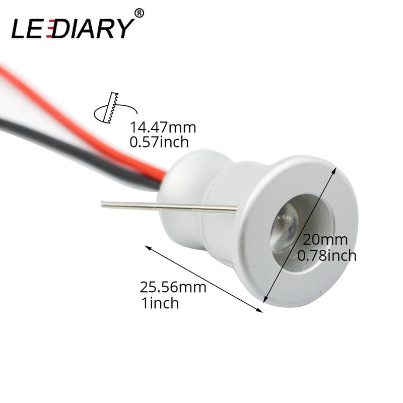 LEDIARY IP65 DC12V Mini LED Spot Cabinet Lights Downlight 15mm Cut Hole RA80 Under Cabinet Jewelry Display Ceiling Recessed Lamp