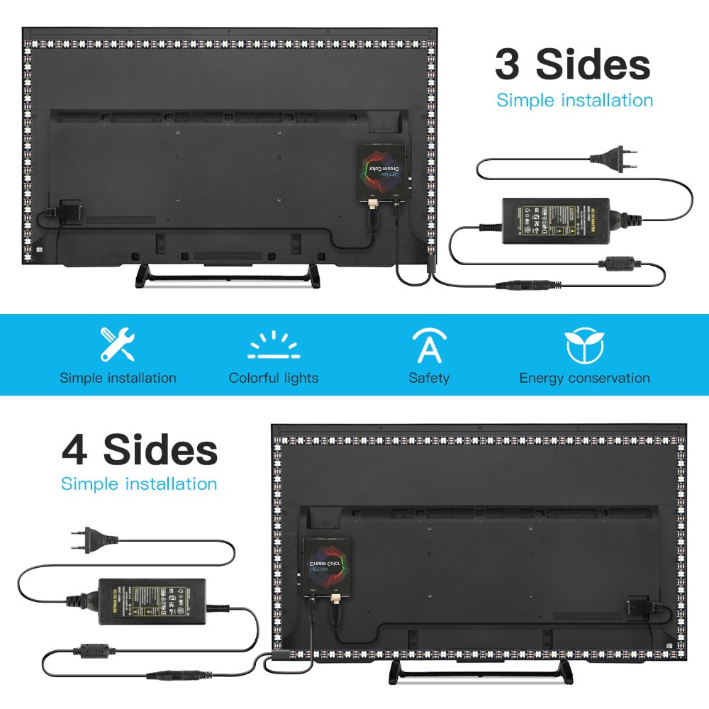 Addressable WS2812B LED Strip Ambilight Full Set USB LED Strip TV PC Back Lighting Dream Screen Computer Monitor 1/2/3/4/5m