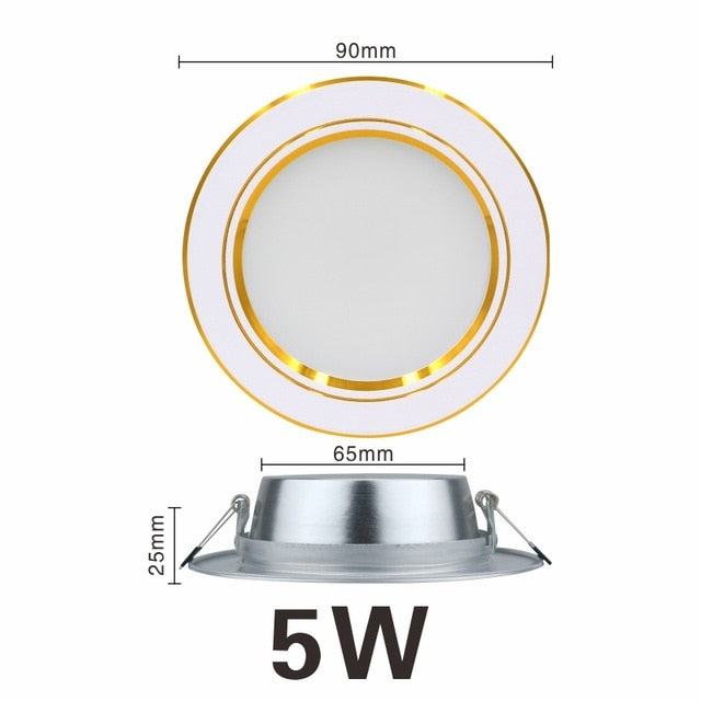 Ultra Bright Round LED Downlight 5W 7W 9W 12W 15W 18W Gold Ultra Thin Aluminum AC220V LED Down Light Ceiling Recessed Spot Light