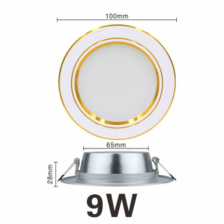 Ultra Bright Round LED Downlight 5W 7W 9W 12W 15W 18W Gold Ultra Thin Aluminum AC220V LED Down Light Ceiling Recessed Spot Light