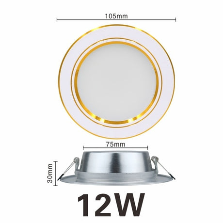Ultra Bright Round LED Downlight 5W 7W 9W 12W 15W 18W Gold Ultra Thin Aluminum AC220V LED Down Light Ceiling Recessed Spot Light