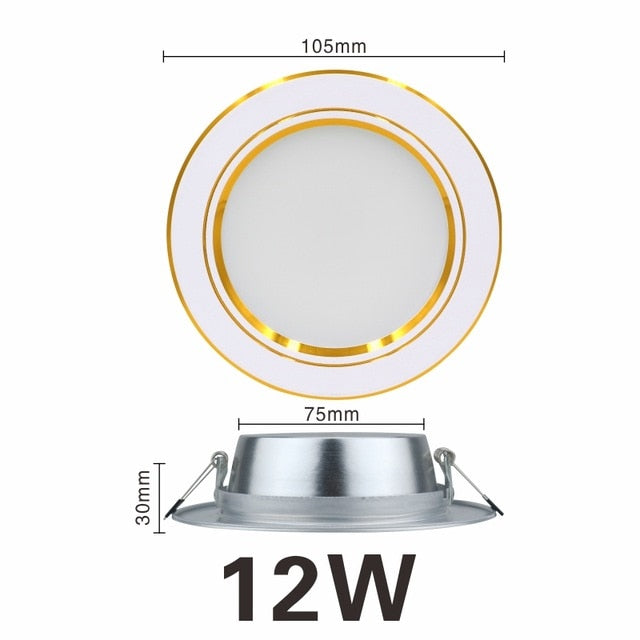 Ultra Bright Round LED Downlight 5W 7W 9W 12W 15W 18W Gold Ultra Thin Aluminum AC220V LED Down Light Ceiling Recessed Spot Light