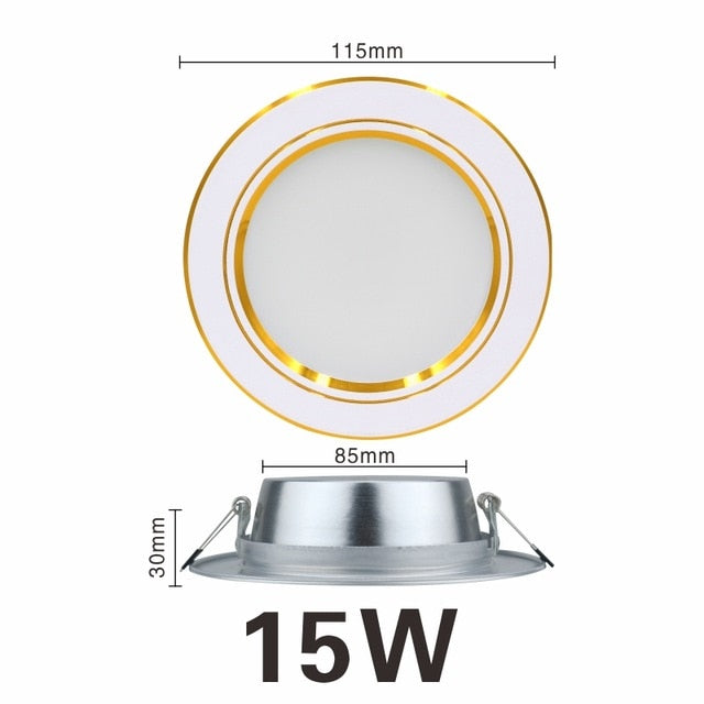 Ultra Bright Round LED Downlight 5W 7W 9W 12W 15W 18W Gold Ultra Thin Aluminum AC220V LED Down Light Ceiling Recessed Spot Light
