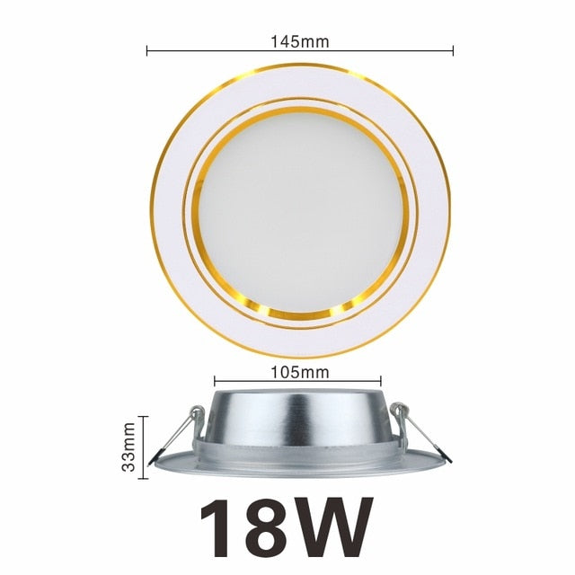 Ultra Bright Round LED Downlight 5W 7W 9W 12W 15W 18W Gold Ultra Thin Aluminum AC220V LED Down Light Ceiling Recessed Spot Light