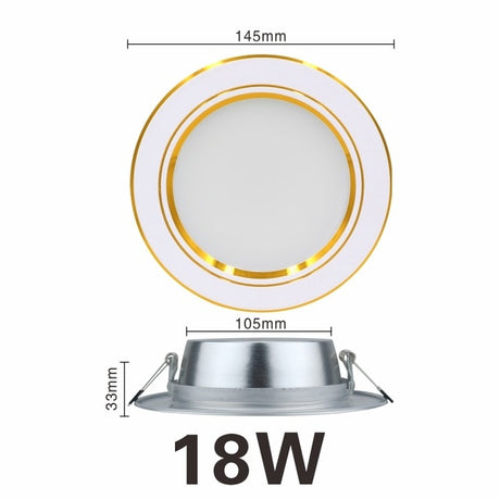 Ultra Bright Round LED Downlight 5W 7W 9W 12W 15W 18W Gold Ultra Thin Aluminum AC220V LED Down Light Ceiling Recessed Spot Light