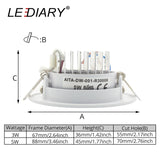 LEDIARY COB LED Downlights Real 3W 5W 110V-240V White Ceiling Spot Lamp 2.2 Inch 55mm 70mm Cut Hole No Flicker Lighting Fixtures