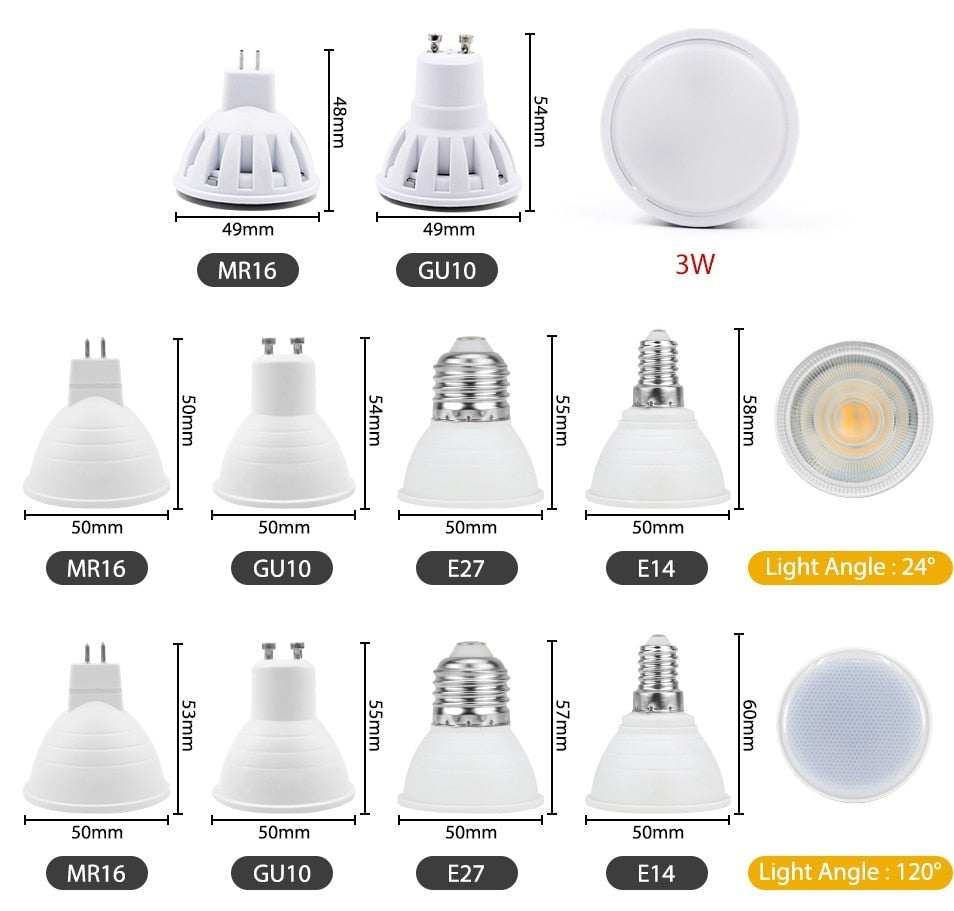 Bombillas LED Lamp bulb GU10 MR16 3W 6W LED spotlight 220V LED Downlight Lampasas's LED light bulb for living room