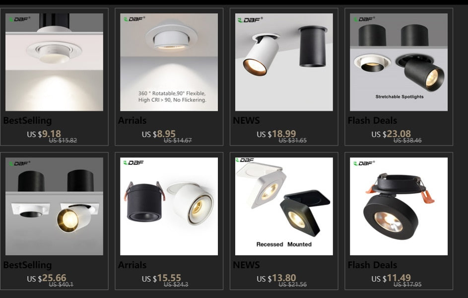 LED Downlight dimmable 7W 10W 15W 20W adjustable 360 Degree Recessed LED Ceiling Spot Light  AC110V 220V Trunk downlight LED