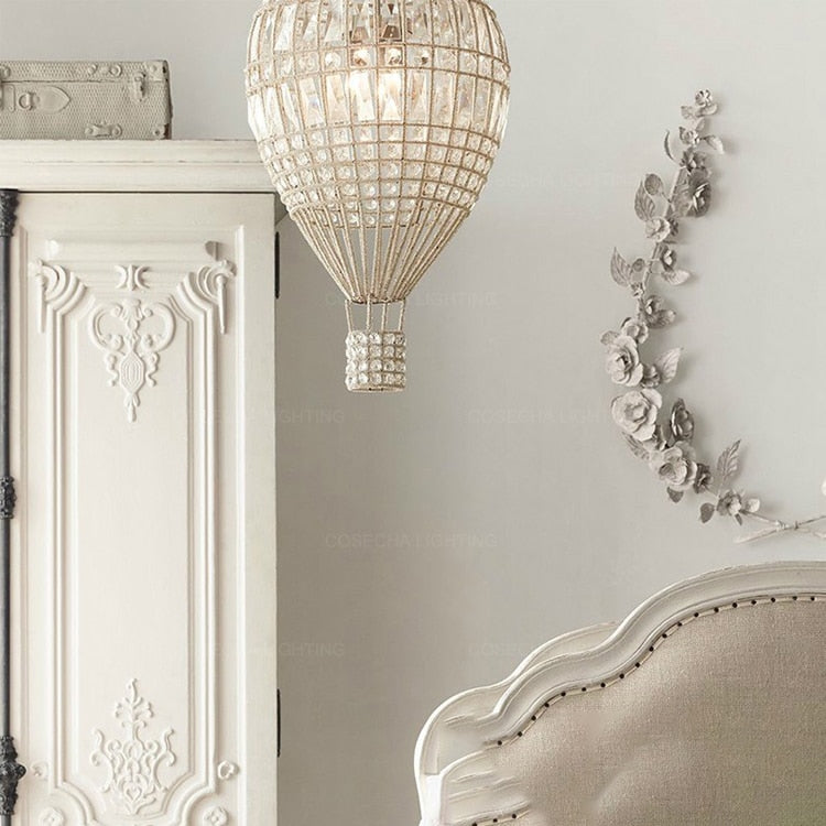 American Luxury Crystal Pendant Lights Loft Indoor Home Decorative Light In Baby&#39;s Room Bedroom French Balloon Suspension Lights Pendant Lights