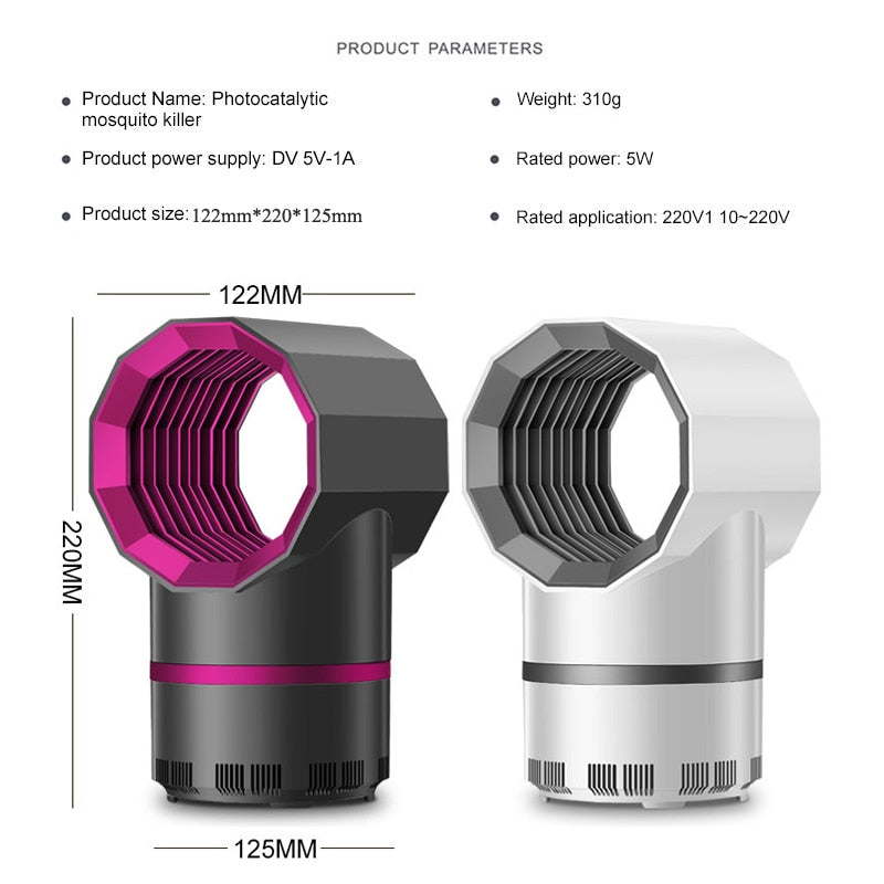 Electric Mosquito Killer Lamp Radiationless Mosquito Killer Photocatalysis Mute Home LED Bug Zapper Insect Trap Anti Mosquito