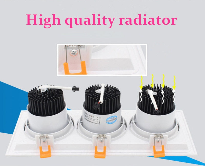 Dimmable Recessed Anti Glare LED Downlights 10W 12W 20W 24W 30W 36W Epistar Chip Ceiling Spot Lights AC85~265V Background Lamps