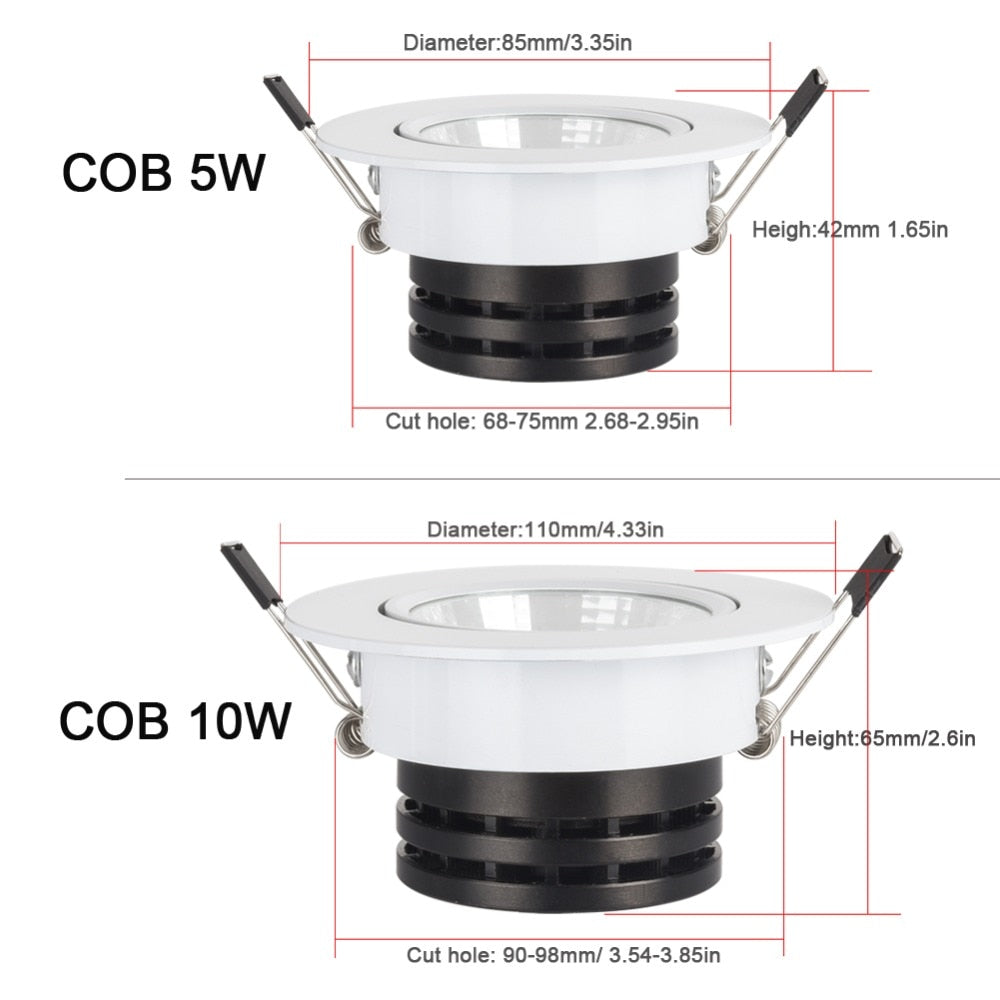 NEW Mini 3W 5W 10W COB LED Downlight Dimmable Recessed Lamp Spot Light for ceiling home office hotel 110V 220V