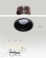 Dimmable Embedded Anti-Glare COB Ceiling  Recessed Downlight  5w 10w 12w 20w 30w AC85-265V Wall Wash Light  LED Lamp