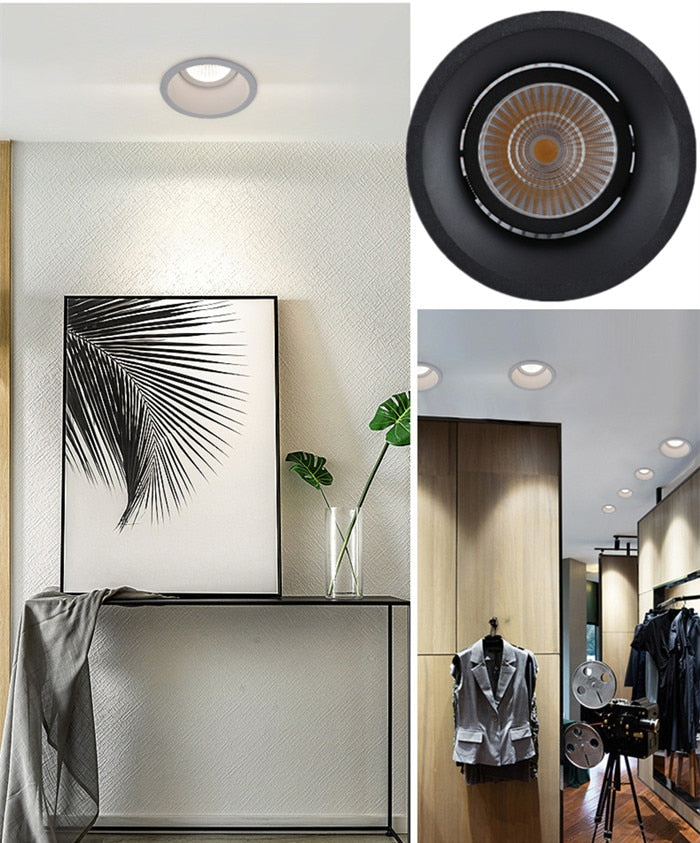 Dimmable Embedded Anti-Glare COB Ceiling  Recessed Downlight  5w 10w 12w 20w 30w AC85-265V Wall Wash Light  LED Lamp