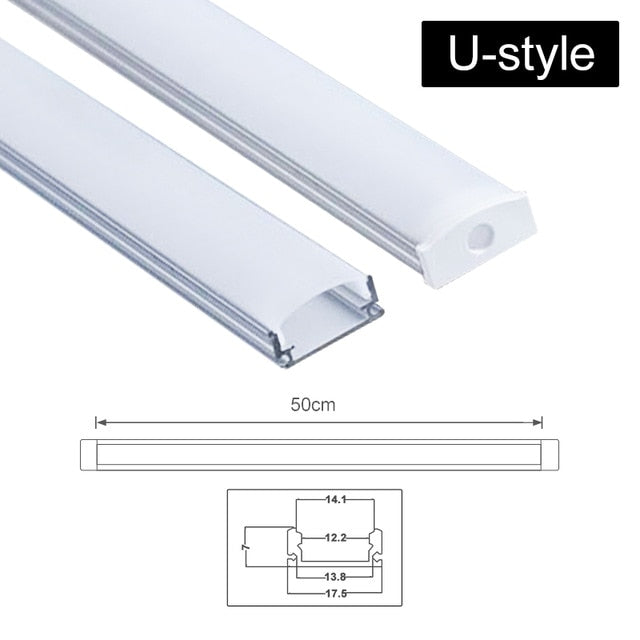 CLAITE Three Style Aluminium Channel Holder for LED Strip Light Bar 30cm 45cm 50cm U/V/YW Under Cabinet Lamp Kitchen 1.8cm Wide