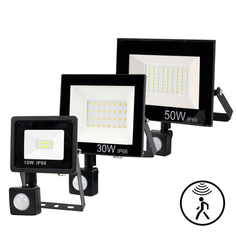  Motion Sensor LED Flood Light 10W 30W 50W Outdoor Floodlight 220V 240V Waterproof Led Spotlight for Garden Wall Street Light