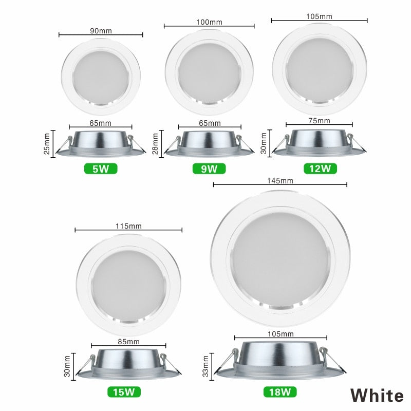 Led Downlights 5W 9W 12W Led Ceiling Light 15W 18W Recessed Down Light Round Led Panel Light 220V LED Spot Light Indoor Lighting