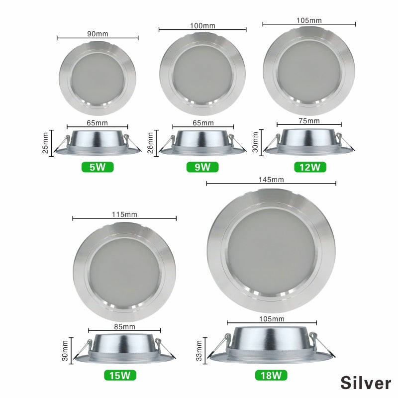 Led Downlights 5W 9W 12W Led Ceiling Light 15W 18W Recessed Down Light Round Led Panel Light 220V LED Spot Light Indoor Lighting