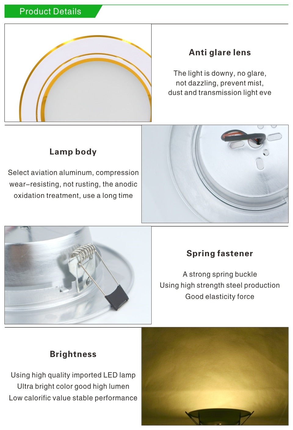 Led Downlights 5W 9W 12W Led Ceiling Light 15W 18W Recessed Down Light Round Led Panel Light 220V LED Spot Light Indoor Lighting
