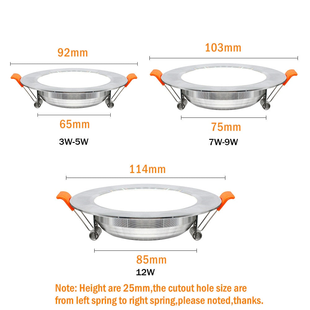 LED Downlight Ceiling silvery 12w 9w 7w 5w 3w Round Recessed Lamp 220V Led Bulb Bedroom Kitchen Indoor LED Spot Lighting