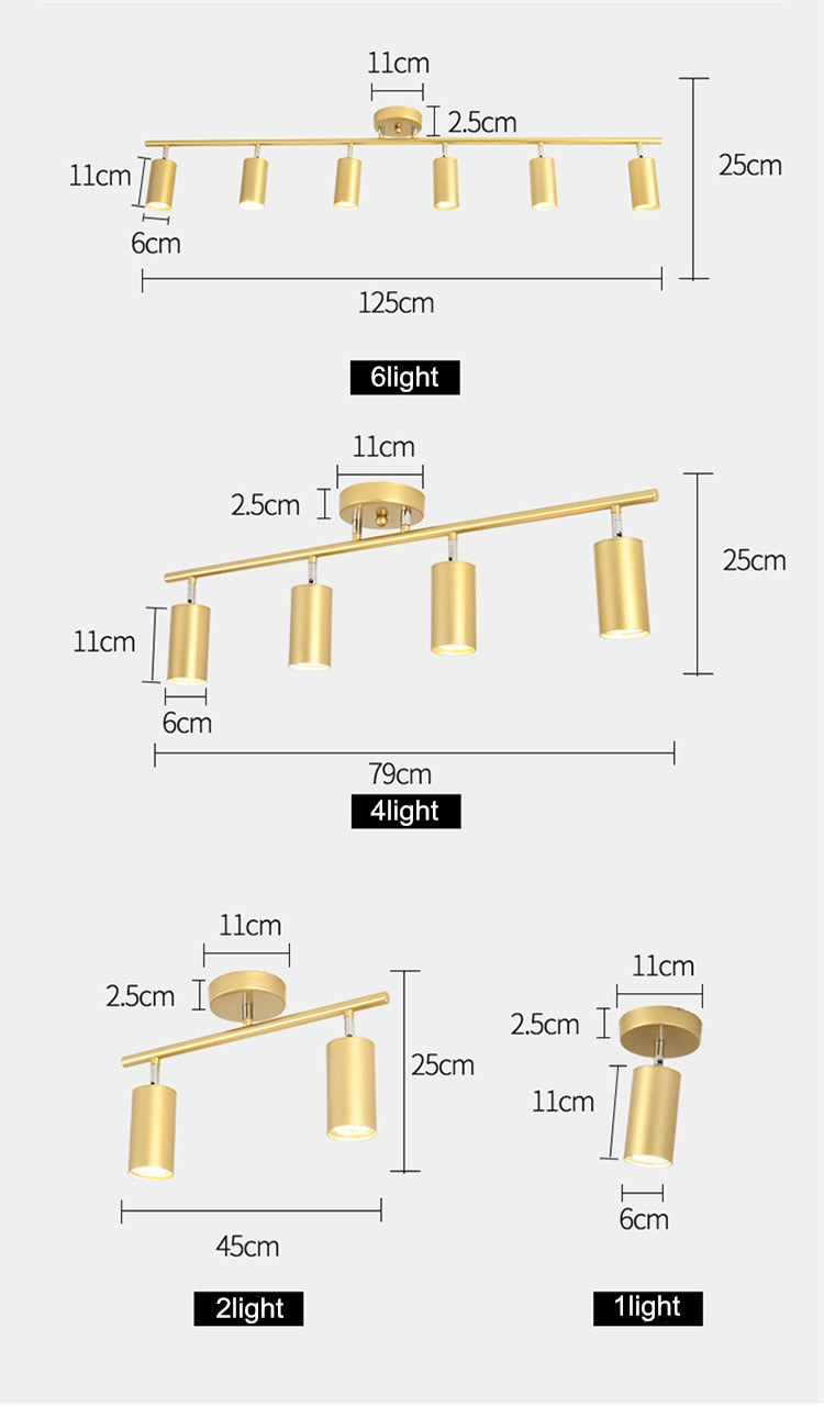 Surface Ceiling LED 4 Spotlight For Background Wall Living Room Collocation Track Light Lamps Adjustable Modern Downlight Spot