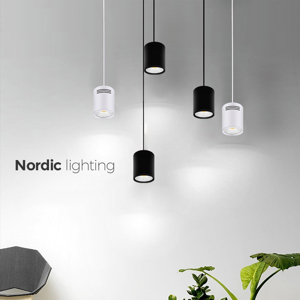 DBF LED Surface Mounted Ceiling Lamp with Wire Hanging 3W/5W/7W/10W/12W/15W White/Black AC85-265V Ceiling Spot Light Home Decor