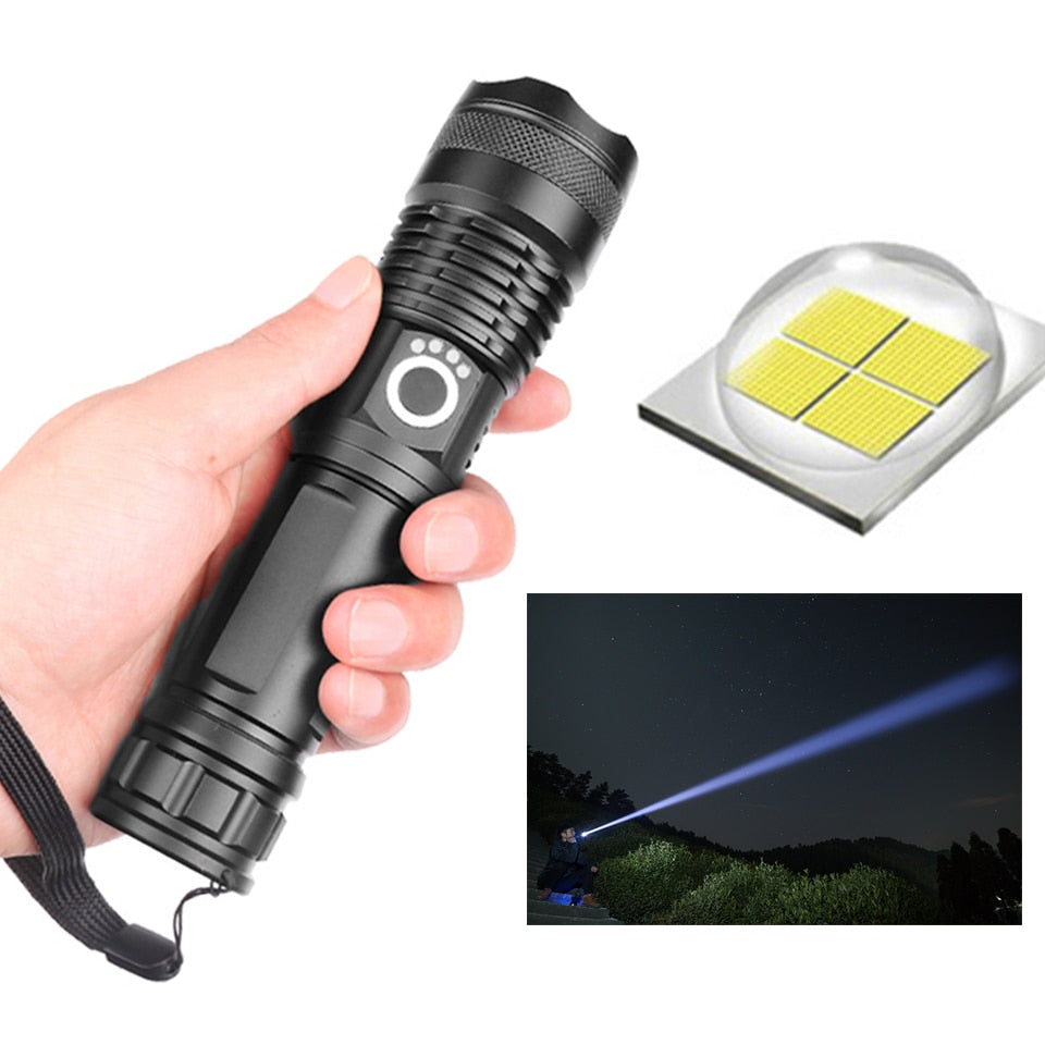 LED flashlight Cree xhp50 USB charging Stretch zoom Shock Resistant Powerful power 18650 or 26650 rechargeable flashlight torch