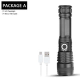 LED flashlight Cree xhp50 USB charging Stretch zoom Shock Resistant Powerful power 18650 or 26650 rechargeable flashlight torch