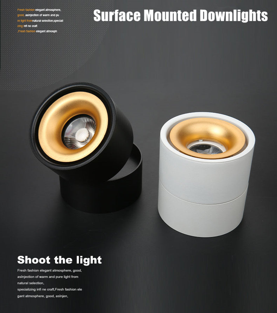 COB LED Downlight Surface Mounted Ceiling Lamps Foldable and 360 Degree Rotatable Spot light for Living Room Bedroom Hallway