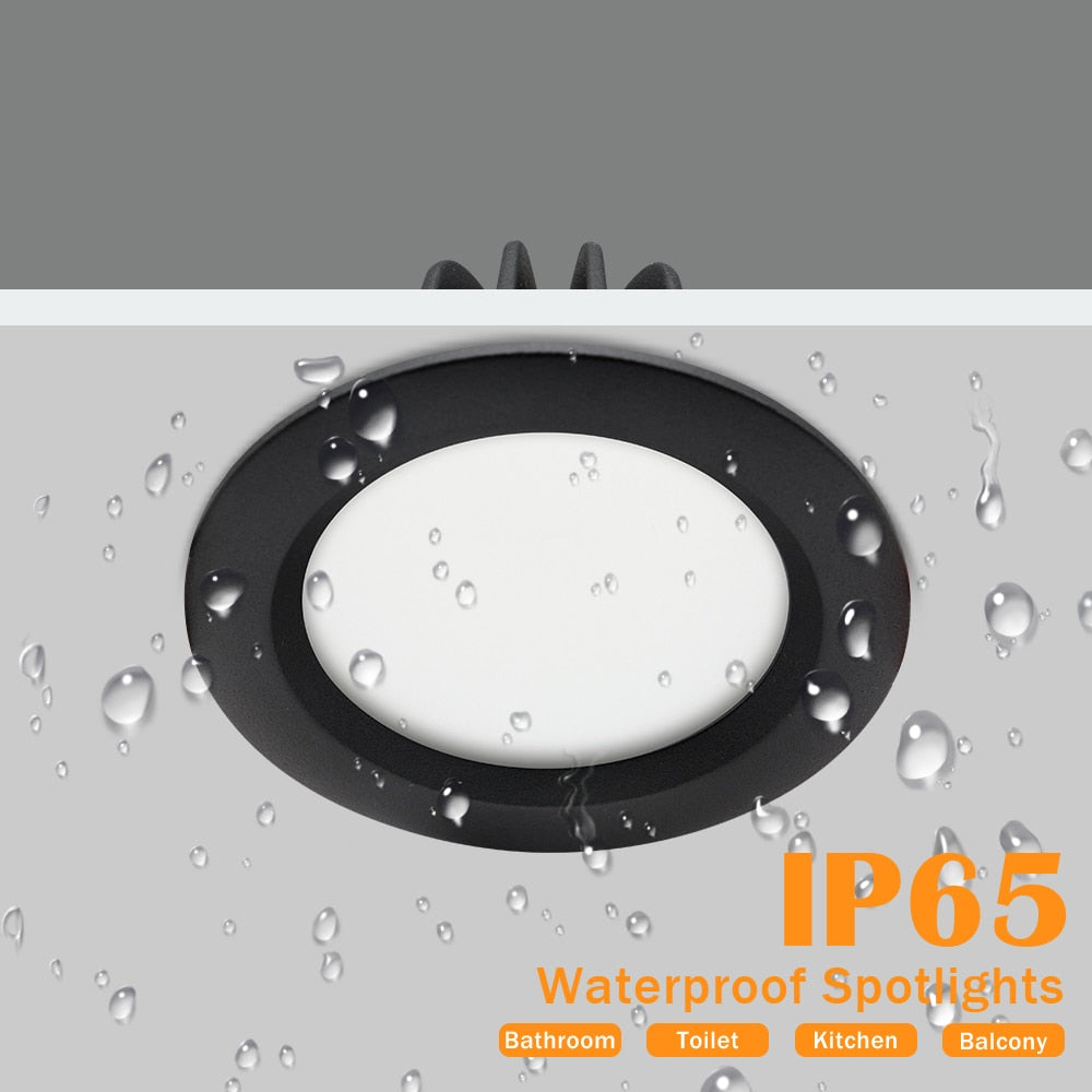 Led IP65 Downlight Super Waterproof Indoor Home Lighting Black Round Led Ceiling Lamp SMD LED Chip 5W 7W 9W 12W Spot Led Lamp