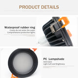 Led IP65 Downlight Super Waterproof Indoor Home Lighting Black Round Led Ceiling Lamp SMD LED Chip 5W 7W 9W 12W Spot Led Lamp
